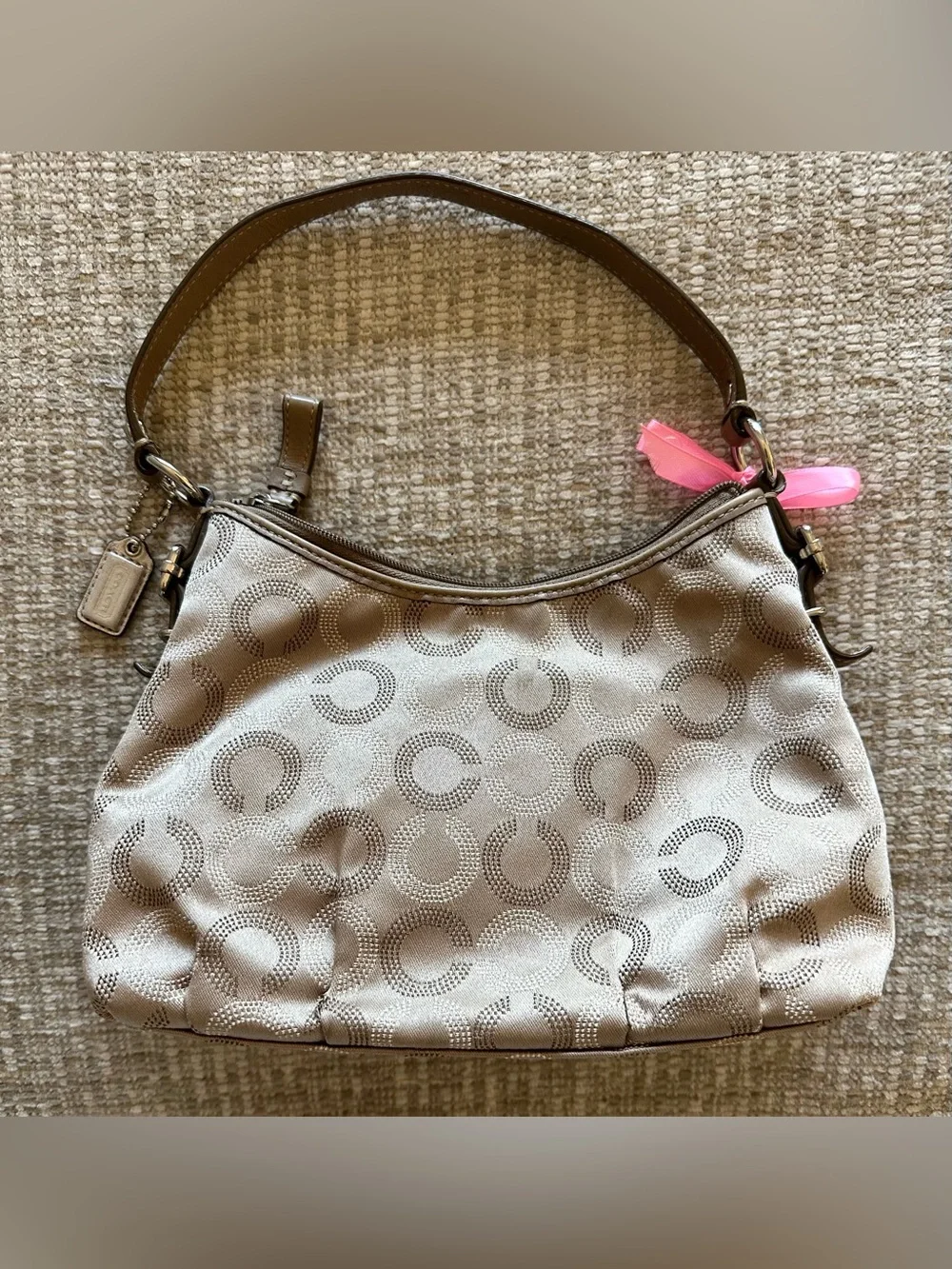 Coach Signature Jacquard Shoulder Bag – Beige/Tan - Picture 2 of 6